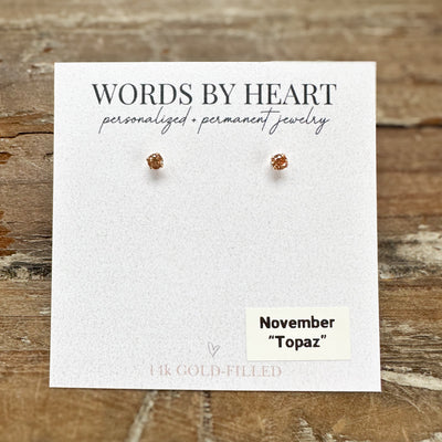 3mm “Birthstone” CZ Earrings