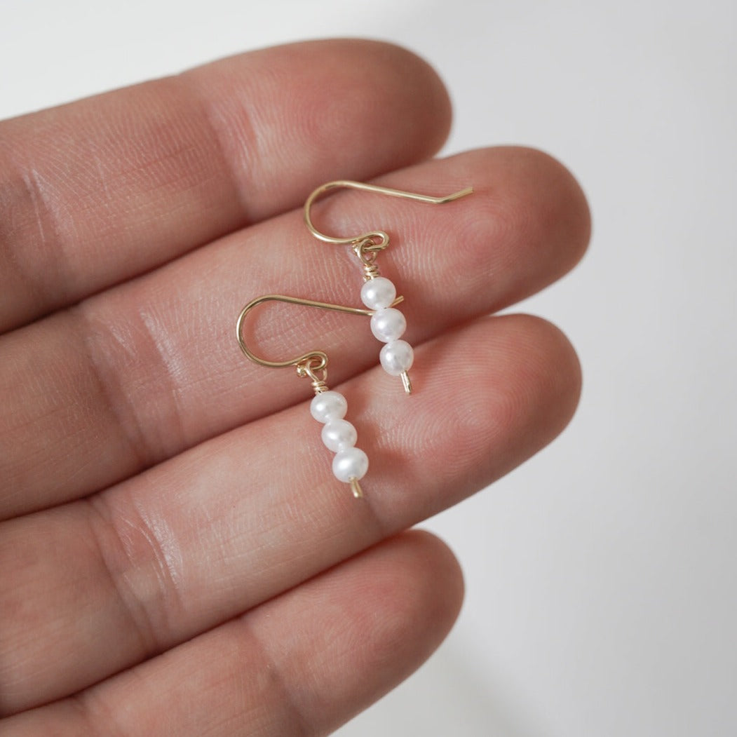 Little Loves Tiny Triple Stacked Freshwater Pearl Drops