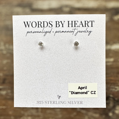 3mm “Birthstone” CZ Earrings