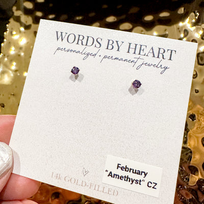 3mm “Birthstone” CZ Earrings