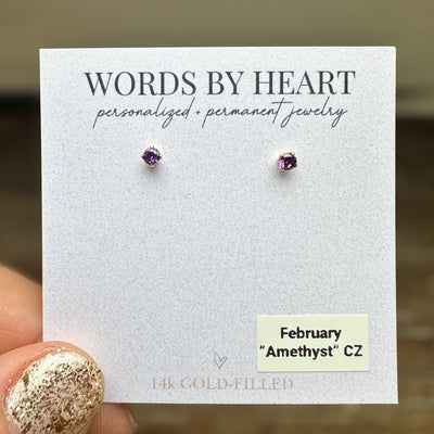 3mm “Birthstone” CZ Earrings