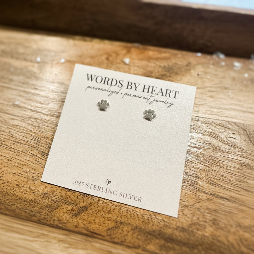 Silver Paw Print Earrings
