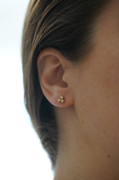 Trinity Cluster Gold Post Earrings