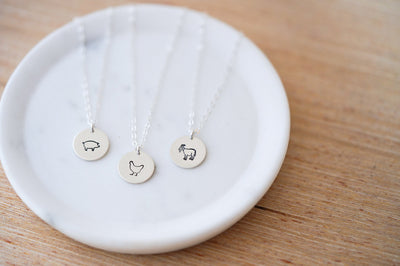 Goat 1/2" Disc Necklace - Farm Animal Collection.