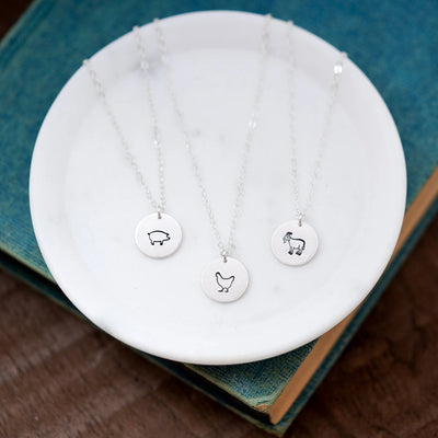 Chicken 1/2" Disc Necklace - Farm Animal Collection.