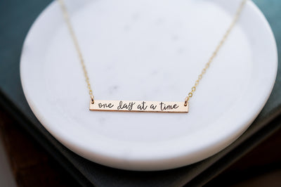 One Day At A Time, Large Thin Bar Necklace