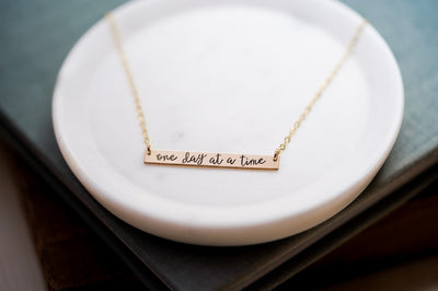 One Day At A Time, Large Thin Bar Necklace