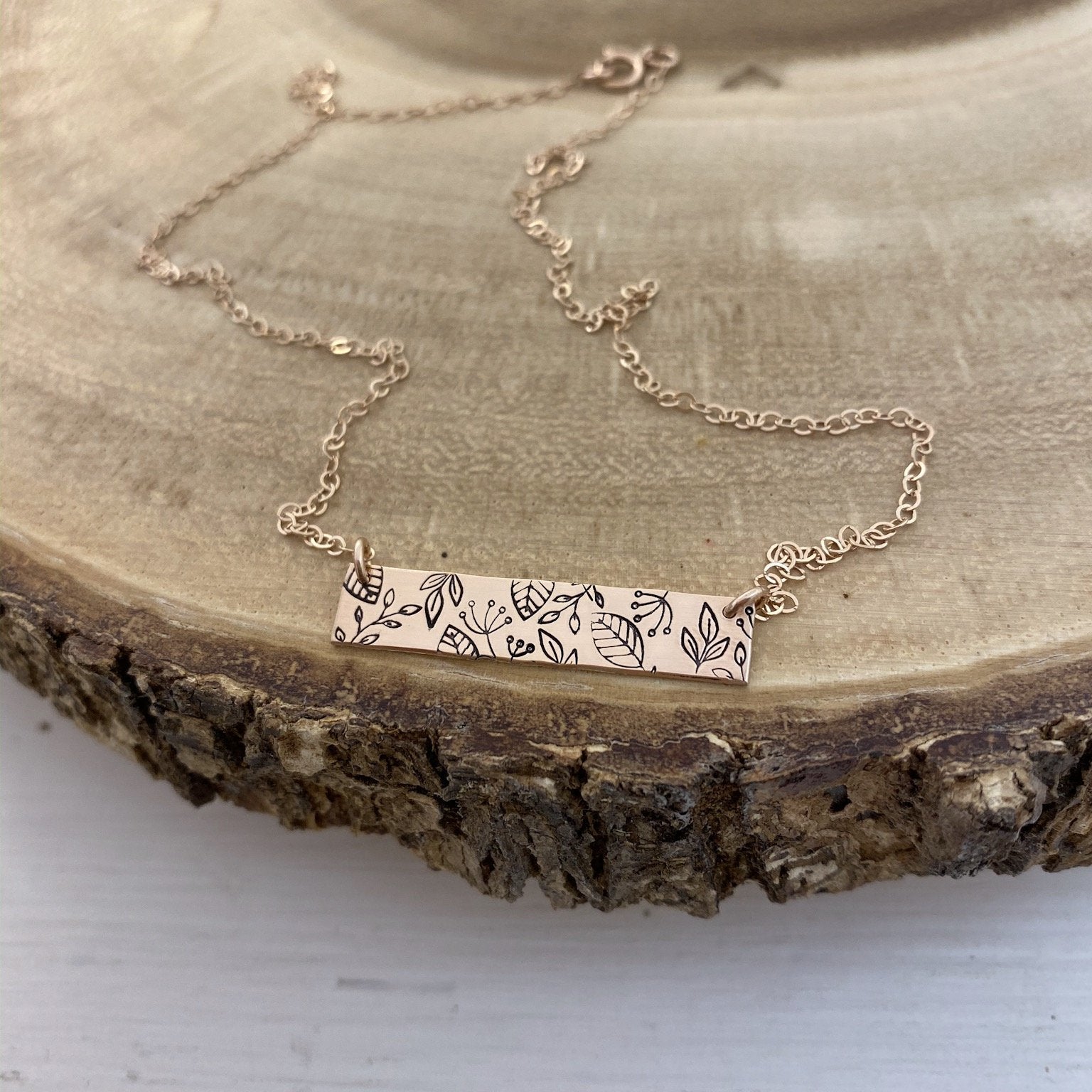 Words By Heart:Fall Scenery, Standard Horizontal Bar Necklace:Asheville, NC