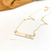Words By Heart:Personalized Heart Split Initial Bar Necklace:Asheville, NC