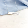 Words By Heart:Mama Elephant, Personalized Horizontal Bar Necklace:Asheville, NC