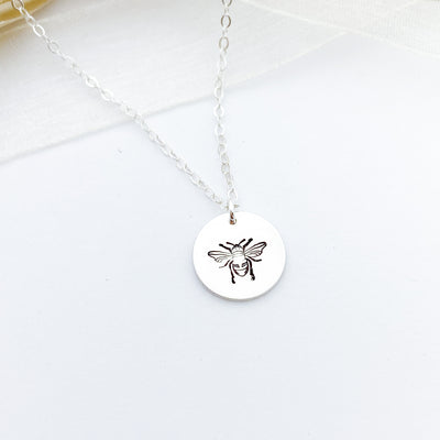 Words By Heart:Honey Bee, 1/2" Disc Necklace:Asheville, NC