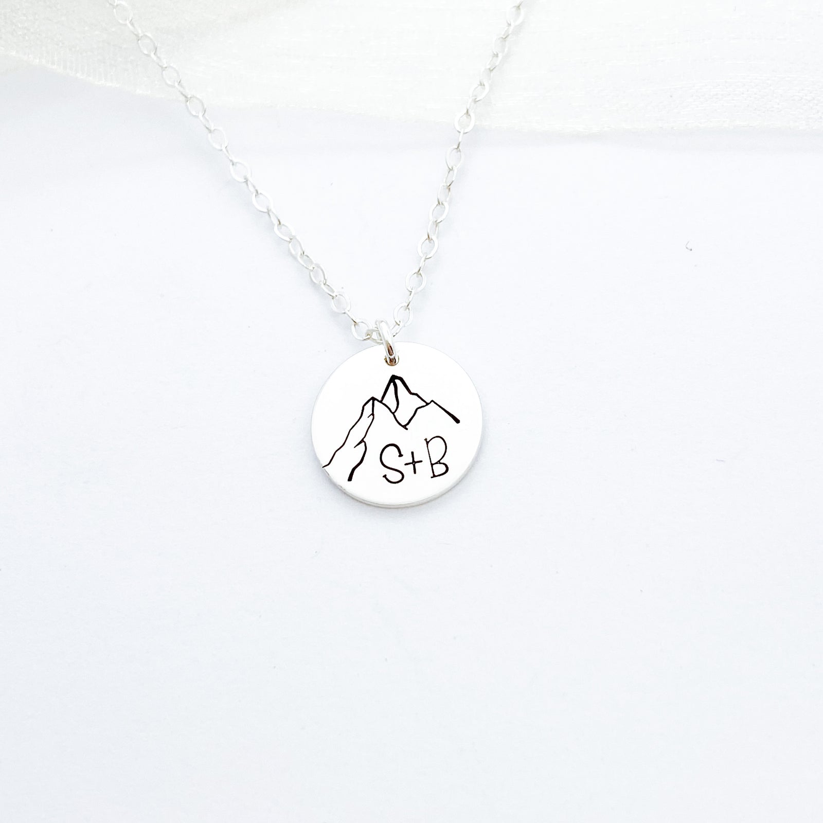 Words By Heart:Personalized Initial Mountain, 1'2" Disc Necklace:Asheville, NC