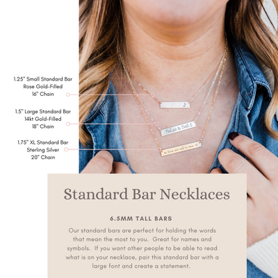 Words By Heart:Calligraphy Font Personalized Bar Necklace:Asheville, NC