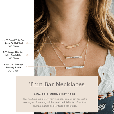 One Day At A Time, Large Thin Bar Necklace