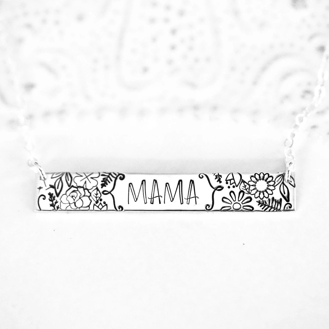 Words By Heart:Floral Mama Bar Necklace:Asheville, NC