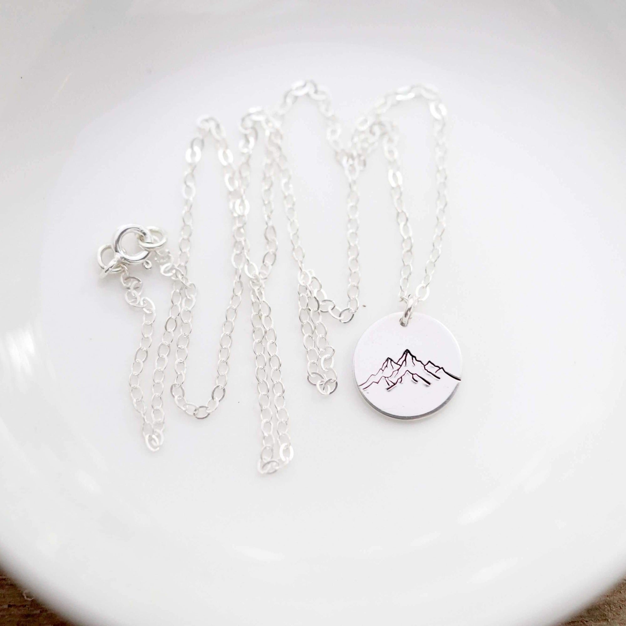 Words By Heart:Mountain Range, 1/2" Disc Necklace:Asheville, NC