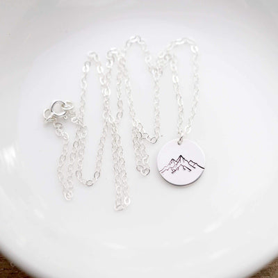 Words By Heart:Mountain Range, 1/2" Disc Necklace:Asheville, NC