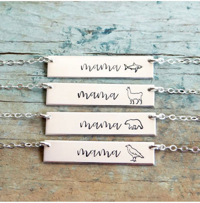 Words By Heart:Mama Animal Bar Necklace:Asheville, NC