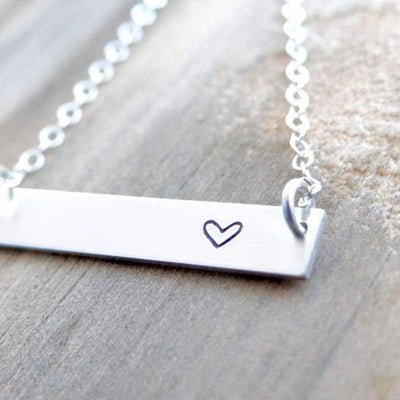 Words By Heart:Heart, Horizontal Bar Necklace:Asheville, NC