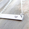 Words By Heart:Heart, Horizontal Bar Necklace:Asheville, NC