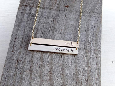 Words By Heart:Personalized Double Bar Necklace:Asheville, NC