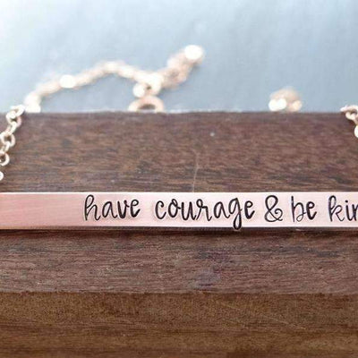Words By Heart:Have Courage & Be Kind, XL Thin Horizontal Bar:Asheville, NC