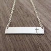 Words By Heart:Cross, Horizontal Bar Necklace:Asheville, NC