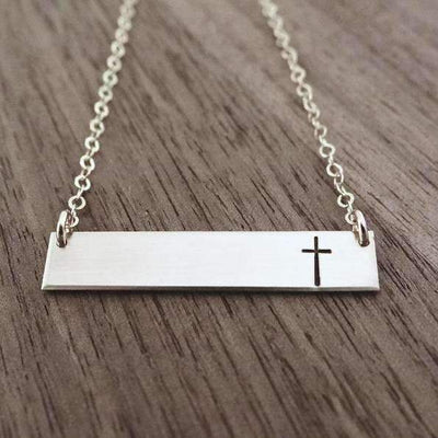 Words By Heart:Cross, Horizontal Bar Necklace:Asheville, NC