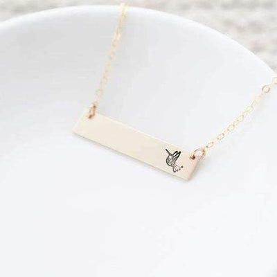 Words By Heart:Hummingbird, Horizontal Bar Necklace:Asheville, NC