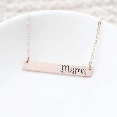 Words By Heart:Personalized Mama/Aunt/Grandma Horizontal Bar Necklace:Asheville, NC