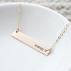 Words By Heart:Mom (with heart), Large Standard Horizontal Bar Necklace:Asheville, NC