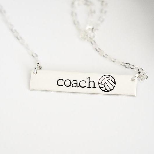 Words By Heart:Personalized Sports Necklace, Horizontal Bar Necklace:Asheville, NC