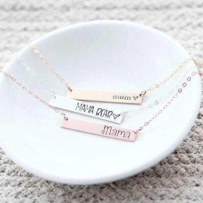 Words By Heart:Personalized Mama/Aunt/Grandma Horizontal Bar Necklace:Asheville, NC