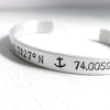 Words By Heart:Custom Coordinate Anchor Cuff, Cuff Bracelet:Asheville, NC