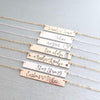 Words By Heart:Calligraphy Font Personalized Bar Necklace:Asheville, NC