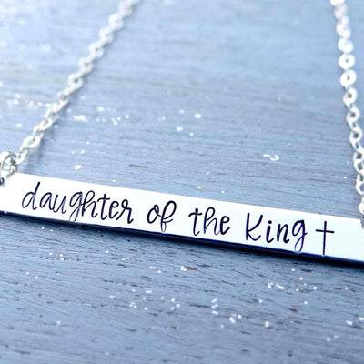 Words By Heart:Daughter Of The King (with cross), Large Thin Horizontal Bar:Asheville, NC