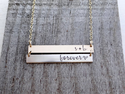 Words By Heart:Personalized Double Bar Necklace:Asheville, NC