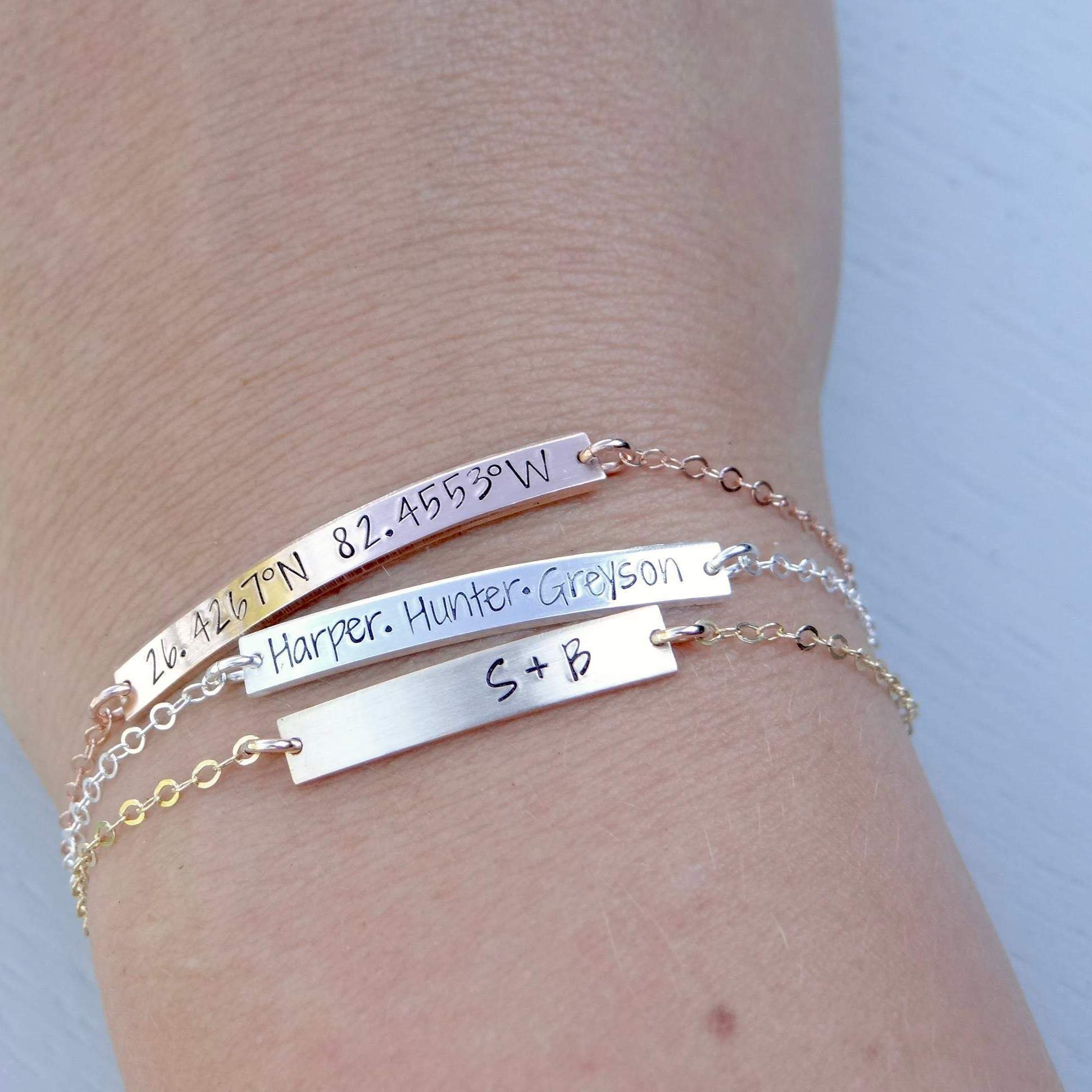 Words By Heart:Personalized Bar Bracelet:Asheville, NC