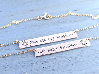 You Are My Sunshine - Individual or Set of 2 Bar Necklaces