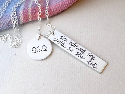 Personalized She Believed She Could So She Did Charm Necklace