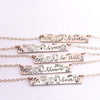 Words By Heart:Personalized Flower and Leaves, Horizontal Bar Necklace:Asheville, NC
