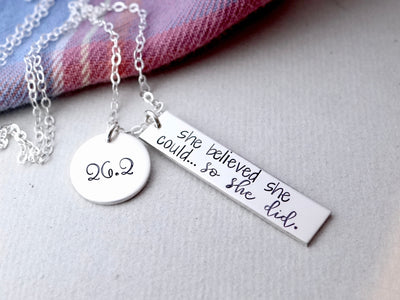 Personalized She Believed She Could So She Did Charm Necklace