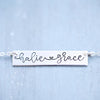 Words By Heart:Handwritten Names with Heart Bar Necklace:Asheville, NC
