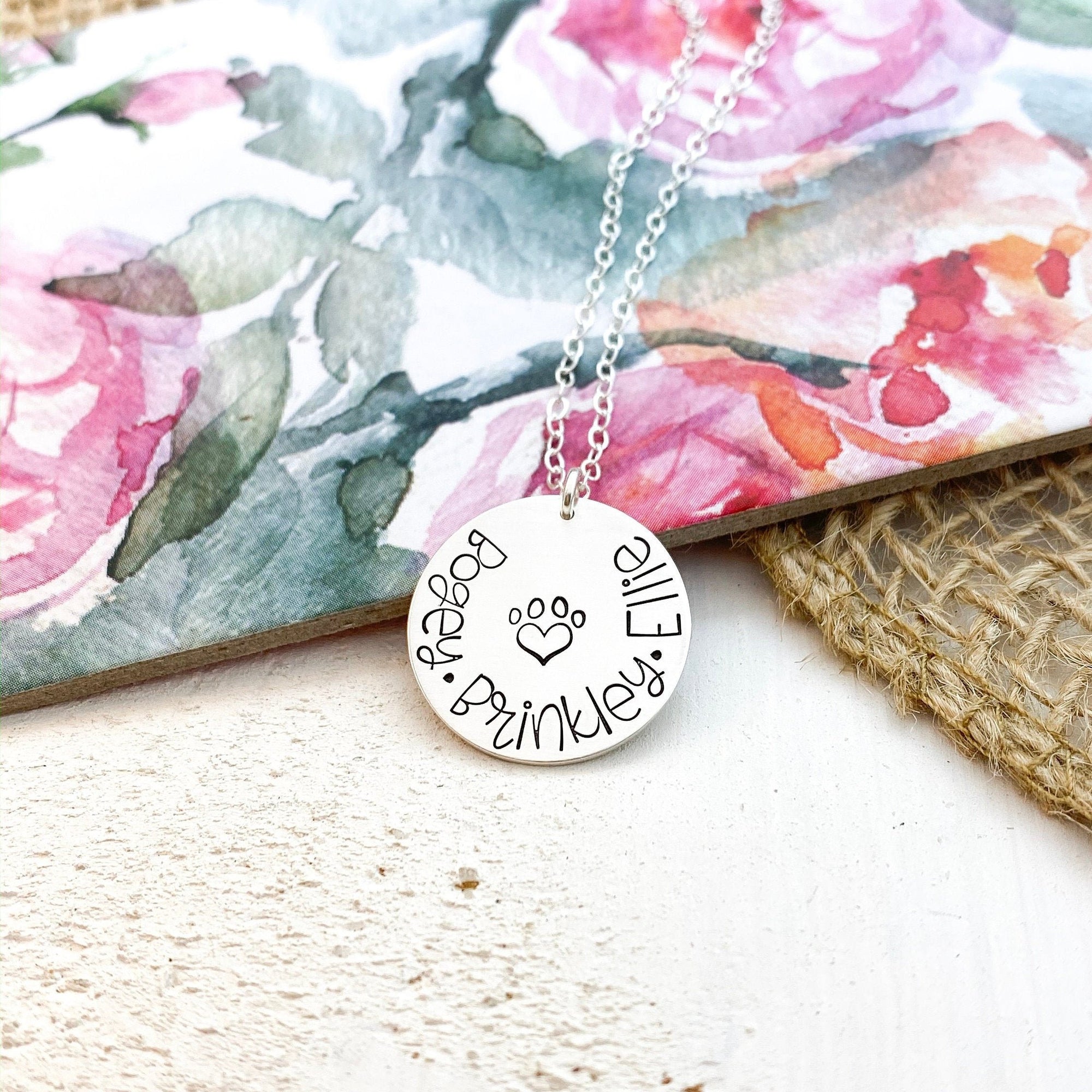 Words By Heart:Personalized Pet Name, Disc Necklace:Asheville, NC