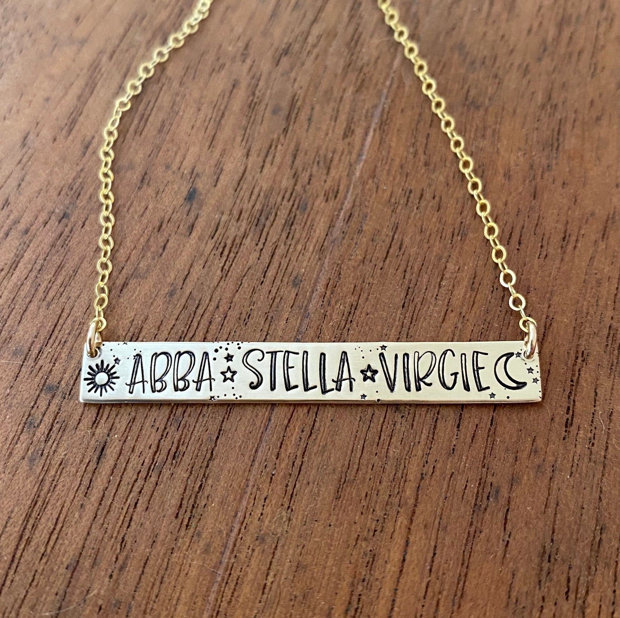 Celestial Sky Personalized Bar Necklace