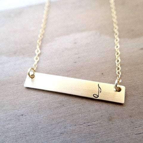 Words By Heart:Music Note, Horizontal Bar Necklace:Asheville, NC