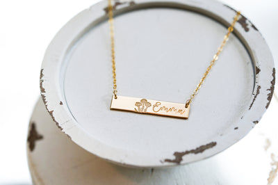 Personalized Birth Flower Bar Necklace