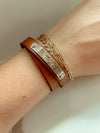Tropicals in Gold Double Wrap Leather Bracelet