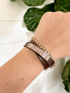 Botanical Foliage Double Wrap Leather Bracelet