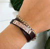 Botanical Foliage Double Wrap Leather Bracelet